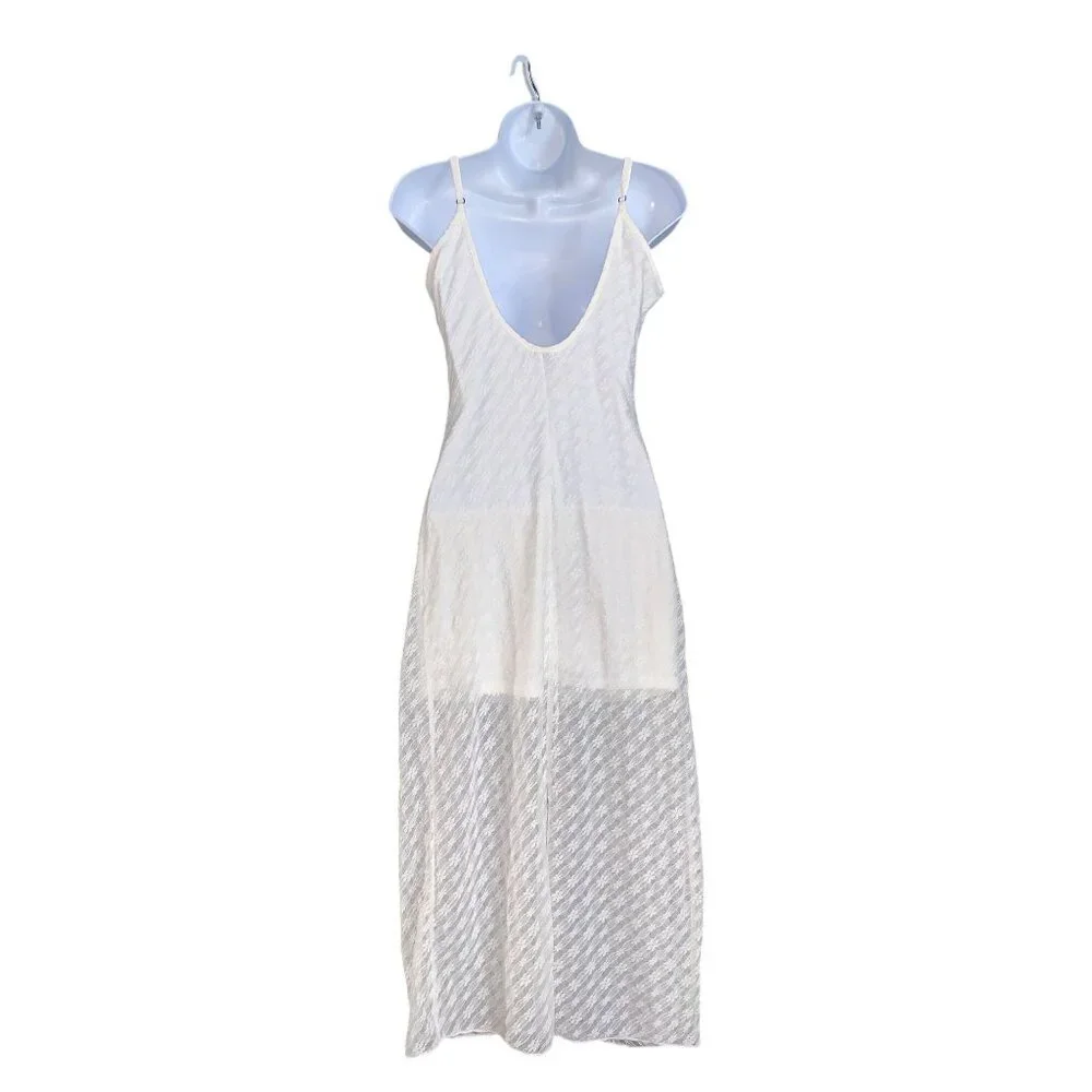Wild Fable Junior Teens White Sleeveless Lace Textured Maxi Slip Dress Large - Picture 4 of 12